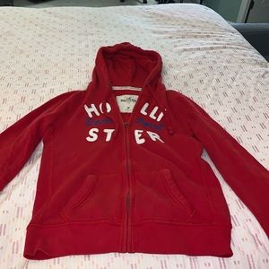 Hollister Red Zip Up Sweater